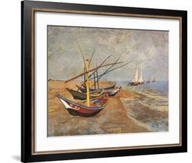Fishing Boats on the Beach at Saints-Maries, c.1888-Vincent van Gogh-Framed Art Print