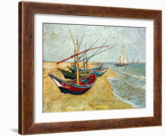 Fishing Boats on the Beach at Saints-Maries, c.1888-Vincent van Gogh-Framed Art Print