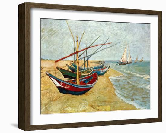 Fishing Boats on the Beach at Saints-Maries, c.1888-Vincent van Gogh-Framed Art Print