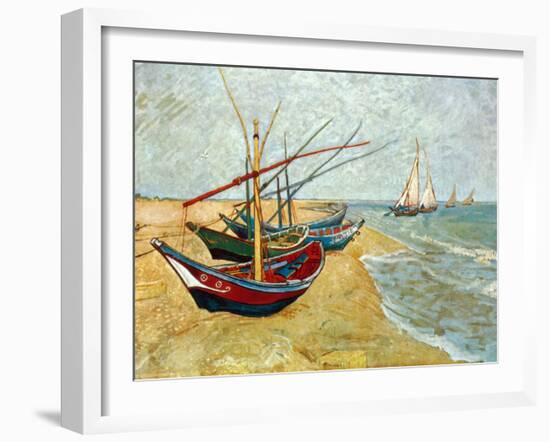 Fishing Boats on the Beach at Saints-Maries, c.1888-Vincent van Gogh-Framed Art Print