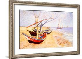 Fishing Boats on the Beach at Saints-Maries, c.1888-Vincent van Gogh-Framed Giclee Print