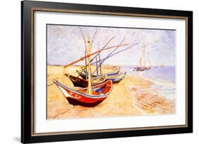 Fishing Boats on the Beach at Saints-Maries, c.1888-Vincent van Gogh-Framed Giclee Print