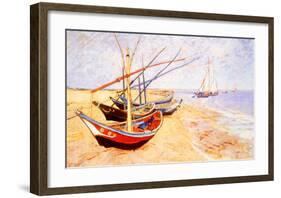 Fishing Boats on the Beach at Saints-Maries, c.1888-Vincent van Gogh-Framed Giclee Print