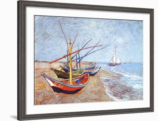 Fishing Boats on the Beach at Saints-Maries, c.1888-Vincent van Gogh-Framed Art Print