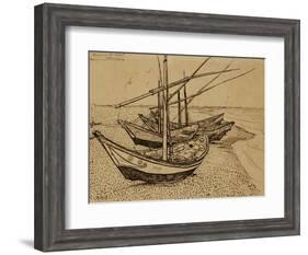 Fishing Boats on the Beach at Saints-Maries, c.1888-Vincent van Gogh-Framed Giclee Print