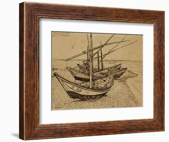 Fishing Boats on the Beach at Saints-Maries, c.1888-Vincent van Gogh-Framed Giclee Print