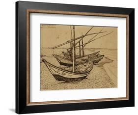 Fishing Boats on the Beach at Saints-Maries, c.1888-Vincent van Gogh-Framed Giclee Print