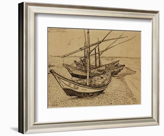 Fishing Boats on the Beach at Saints-Maries, c.1888-Vincent van Gogh-Framed Giclee Print