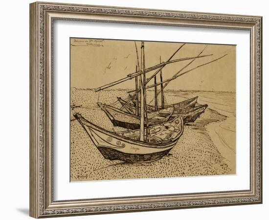 Fishing Boats on the Beach at Saints-Maries, c.1888-Vincent van Gogh-Framed Giclee Print