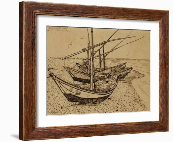 Fishing Boats on the Beach at Saints-Maries, c.1888-Vincent van Gogh-Framed Giclee Print