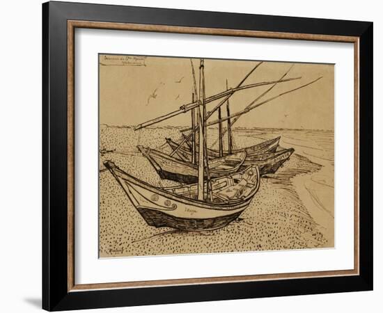 Fishing Boats on the Beach at Saints-Maries, c.1888-Vincent van Gogh-Framed Giclee Print