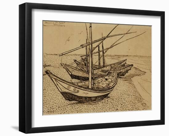 Fishing Boats on the Beach at Saints-Maries, c.1888-Vincent van Gogh-Framed Giclee Print