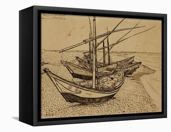 Fishing Boats on the Beach at Saints-Maries, c.1888-Vincent van Gogh-Framed Premier Image Canvas