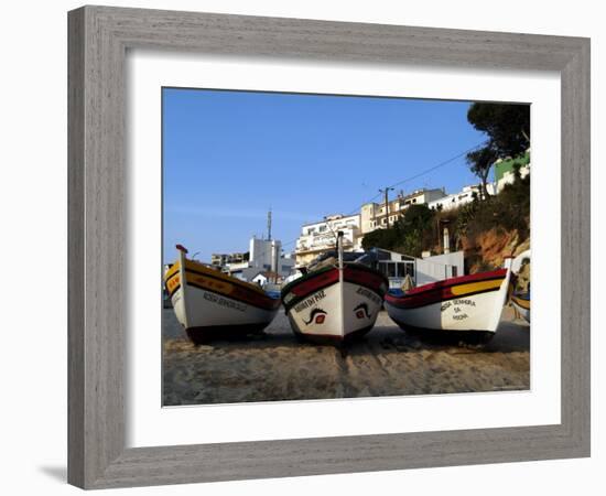 Fishing Boats on the Beach, Carvoeiro, Algarve, Portugal-Fraser Hall-Framed Photographic Print