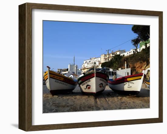 Fishing Boats on the Beach, Carvoeiro, Algarve, Portugal-Fraser Hall-Framed Photographic Print