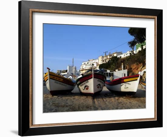 Fishing Boats on the Beach, Carvoeiro, Algarve, Portugal-Fraser Hall-Framed Photographic Print