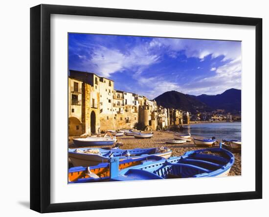 Fishing Boats on the Beach, Cefalu, Sicily, Italy, Mediterranean, Europe-Sakis Papadopoulos-Framed Photographic Print