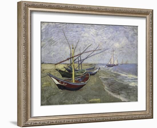 Fishing Boats on the Beachat Saintes, Maries-Vincent van Gogh-Framed Giclee Print