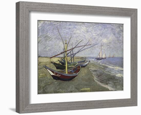 Fishing Boats on the Beachat Saintes, Maries-Vincent van Gogh-Framed Giclee Print