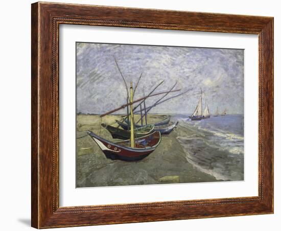 Fishing Boats on the Beachat Saintes, Maries-Vincent van Gogh-Framed Giclee Print