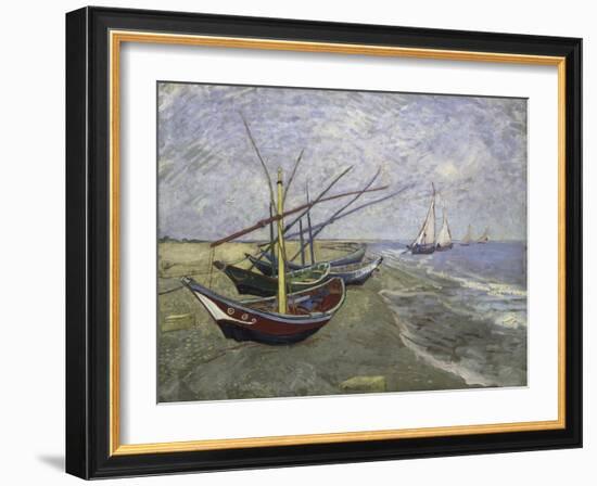 Fishing Boats on the Beachat Saintes, Maries-Vincent van Gogh-Framed Giclee Print