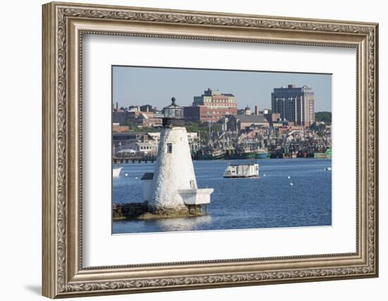 Fishing Boats, Palmer Island Lighthouse, New Bedford Harbor, Massachusetts, USA-Cindy Miller Hopkins-Framed Photographic Print