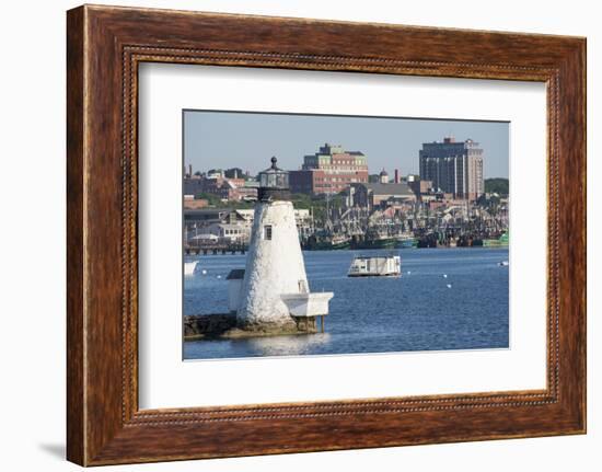 Fishing Boats, Palmer Island Lighthouse, New Bedford Harbor, Massachusetts, USA-Cindy Miller Hopkins-Framed Photographic Print