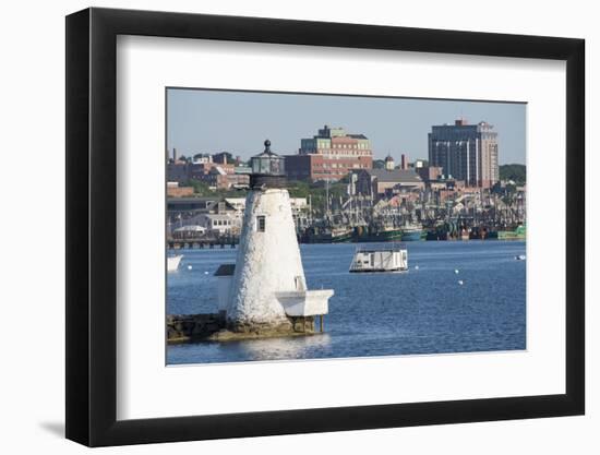 Fishing Boats, Palmer Island Lighthouse, New Bedford Harbor, Massachusetts, USA-Cindy Miller Hopkins-Framed Photographic Print