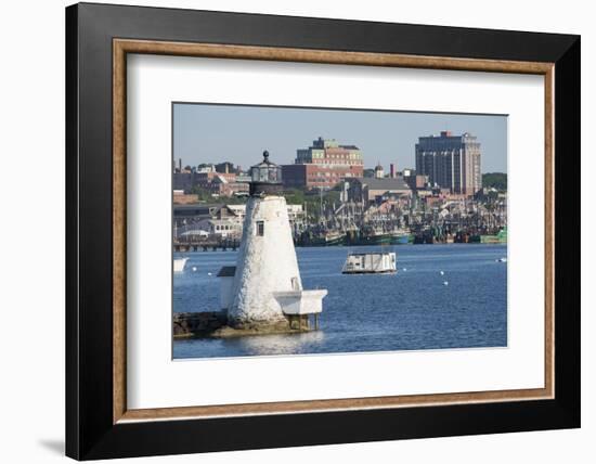 Fishing Boats, Palmer Island Lighthouse, New Bedford Harbor, Massachusetts, USA-Cindy Miller Hopkins-Framed Photographic Print