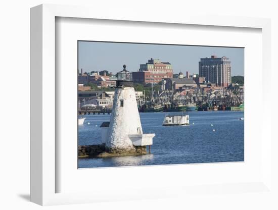 Fishing Boats, Palmer Island Lighthouse, New Bedford Harbor, Massachusetts, USA-Cindy Miller Hopkins-Framed Photographic Print