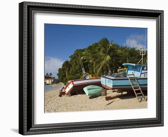 Fishing Boats, Port St. Charles, Speightstown, Barbados, West Indies, Caribbean, Central America-Richard Cummins-Framed Photographic Print