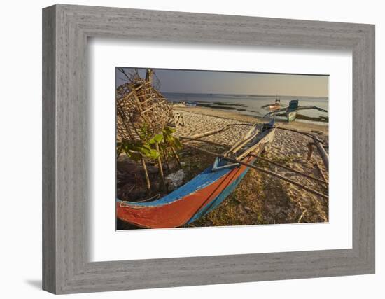 Fishing boats pulled up onto Paliton beach, Siquijor, Philippines, Southeast Asia, Asia-Nigel Hicks-Framed Photographic Print