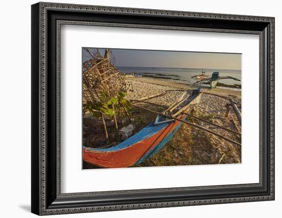 Fishing boats pulled up onto Paliton beach, Siquijor, Philippines, Southeast Asia, Asia-Nigel Hicks-Framed Photographic Print