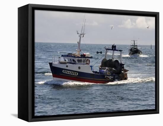Fishing Boats Returning to Harbour, Guilvinec, Finistere, Brittany, France, Europe-Peter Richardson-Framed Premier Image Canvas