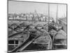 Fishing Boats Tied Up in the Golden Horn Looking Toward Galata Tower and the City-Margaret Bourke-White-Mounted Photographic Print