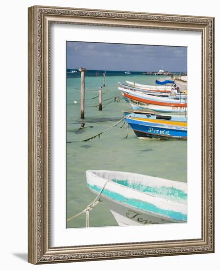 Fishing Boats Tied Up, Isla Mujeres, Quintana Roo, Mexico-Julie Eggers-Framed Photographic Print