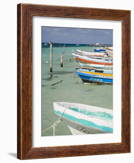 Fishing Boats Tied Up, Isla Mujeres, Quintana Roo, Mexico-Julie Eggers-Framed Photographic Print