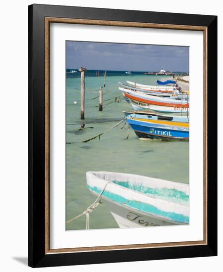 Fishing Boats Tied Up, Isla Mujeres, Quintana Roo, Mexico-Julie Eggers-Framed Photographic Print