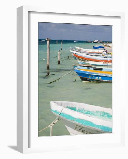 Fishing Boats Tied Up, Isla Mujeres, Quintana Roo, Mexico-Julie Eggers-Framed Photographic Print