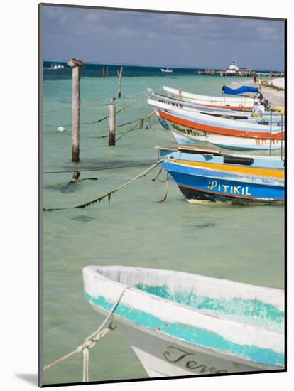 Fishing Boats Tied Up, Isla Mujeres, Quintana Roo, Mexico-Julie Eggers-Mounted Photographic Print