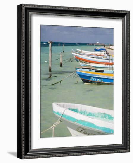 Fishing Boats Tied Up, Isla Mujeres, Quintana Roo, Mexico-Julie Eggers-Framed Photographic Print