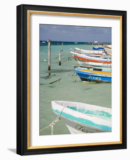 Fishing Boats Tied Up, Isla Mujeres, Quintana Roo, Mexico-Julie Eggers-Framed Photographic Print