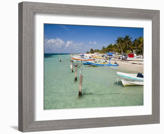 Fishing Boats Tied Up, Isla Mujeres, Quintana Roo, Mexico-Julie Eggers-Framed Photographic Print