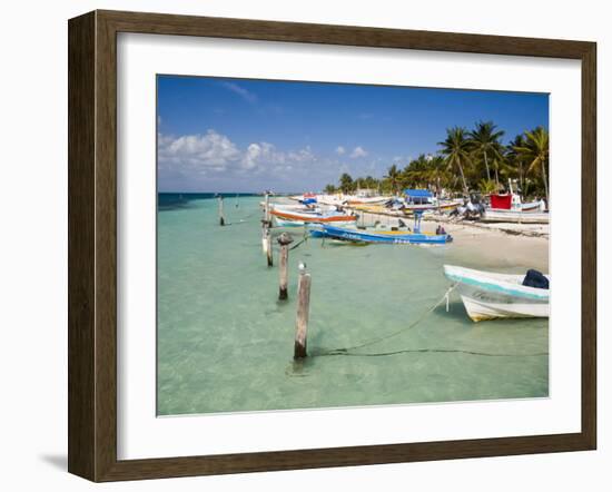 Fishing Boats Tied Up, Isla Mujeres, Quintana Roo, Mexico-Julie Eggers-Framed Photographic Print