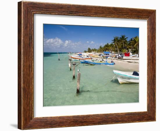 Fishing Boats Tied Up, Isla Mujeres, Quintana Roo, Mexico-Julie Eggers-Framed Photographic Print