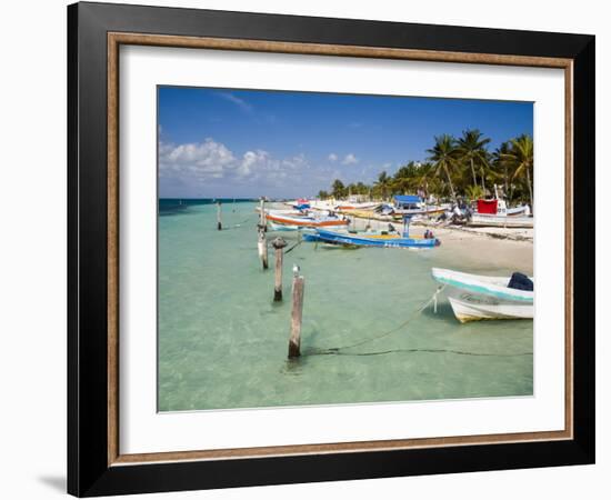 Fishing Boats Tied Up, Isla Mujeres, Quintana Roo, Mexico-Julie Eggers-Framed Photographic Print