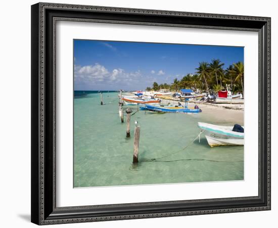 Fishing Boats Tied Up, Isla Mujeres, Quintana Roo, Mexico-Julie Eggers-Framed Photographic Print