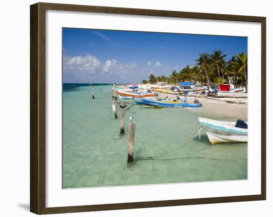 Fishing Boats Tied Up, Isla Mujeres, Quintana Roo, Mexico-Julie Eggers-Framed Photographic Print