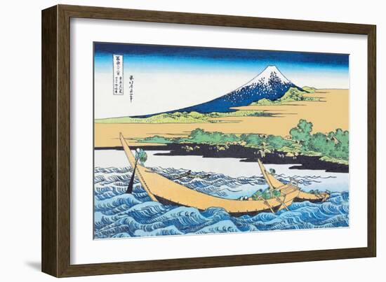 Fishing Boats Within View of Mount Fuji-Katsushika Hokusai-Framed Art Print