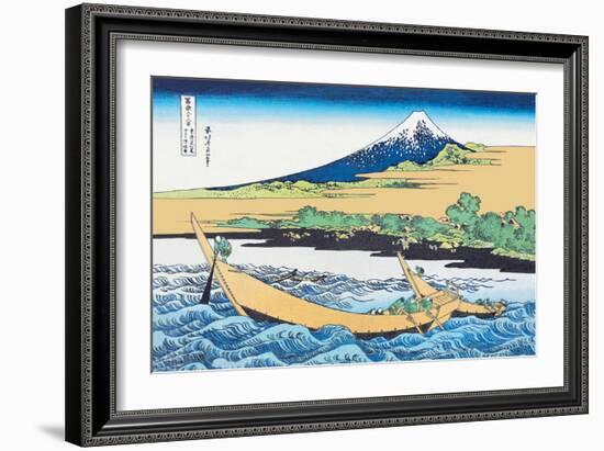 Fishing Boats Within View of Mount Fuji-Katsushika Hokusai-Framed Art Print